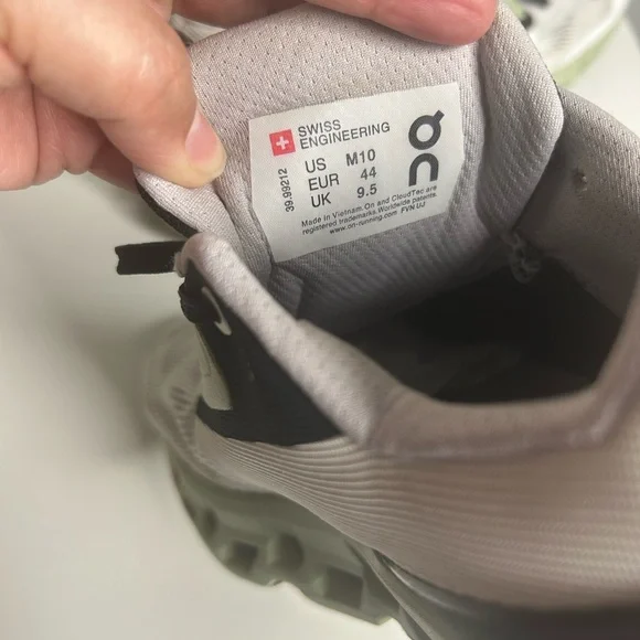 On Running White and Olive Sneakers - Picture 7 of 9